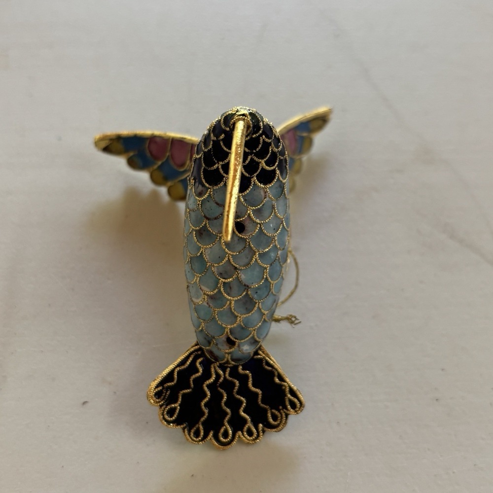 Vintage Cloisonné HUMMINGBIRD Enamel Ornament Figurine